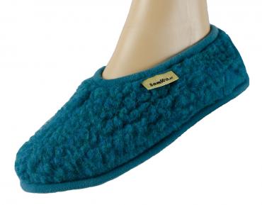 SamWo,Schafwoll-Wohlfühl Hausschuhe unisex,weiche rutschfeste Sohle,100 % Schafwolle Ballerinas 37-38 | petrol